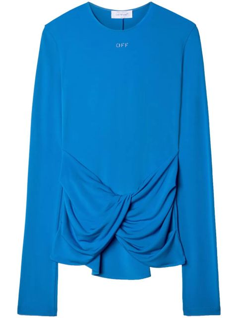 Off-White logo-print draped top - Blue - zdjęcie produktu nr 1