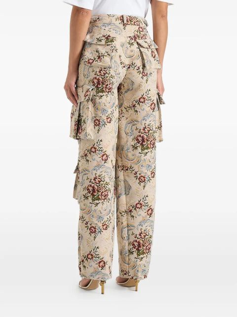 Manière De Voir Emilie jacquard cargo trousers - Neutrals