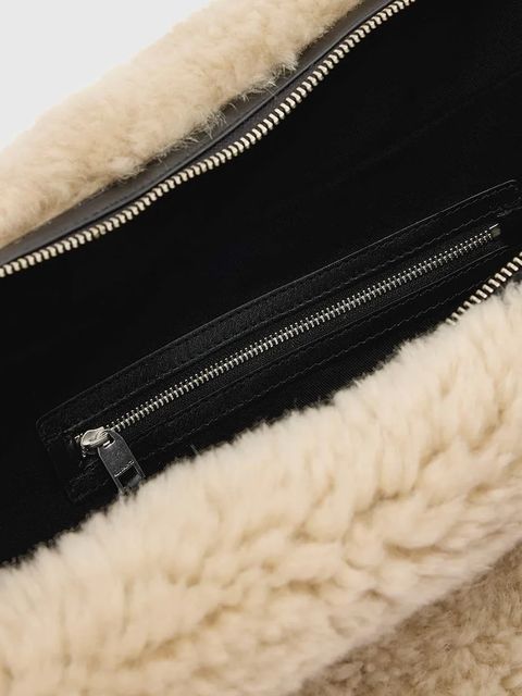 AllSaints torebka skórzana LUNA kolor beżowy W217XD