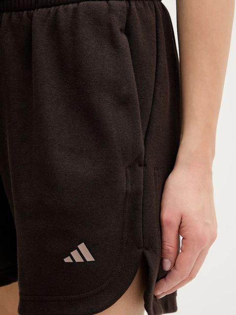 adidas szorty damskie kolor brązowy gładkie high waist KT0886