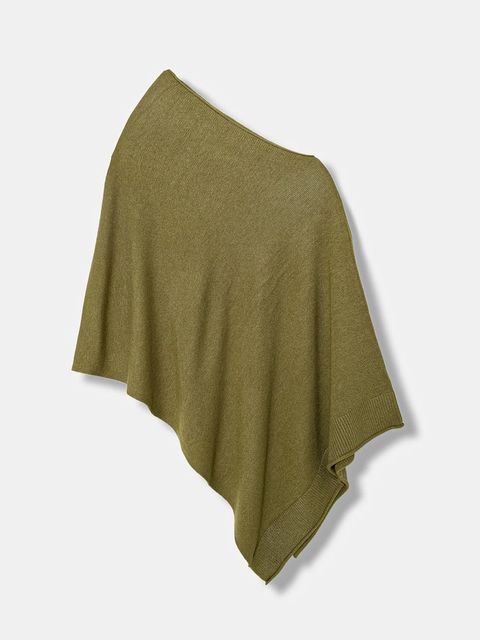 United Colors of Benetton poncho z domieszką wełny kolor zielony 1235DU01A - zdjęcie produktu nr 1