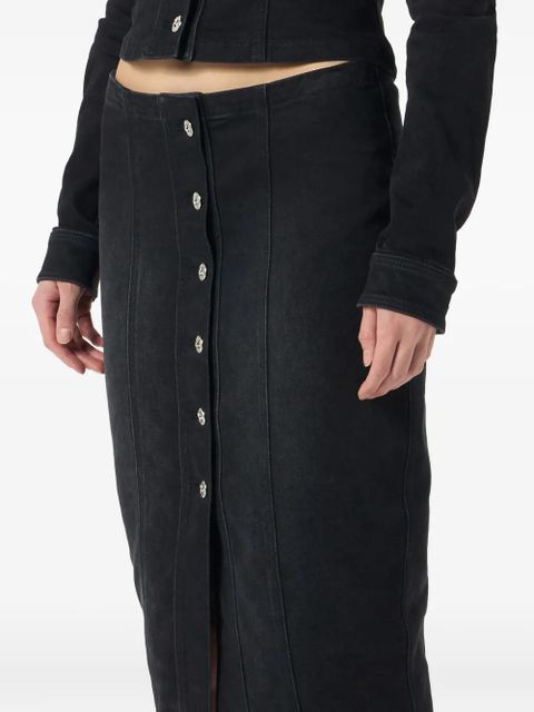 Blumarine logo-print denim skirt - Black