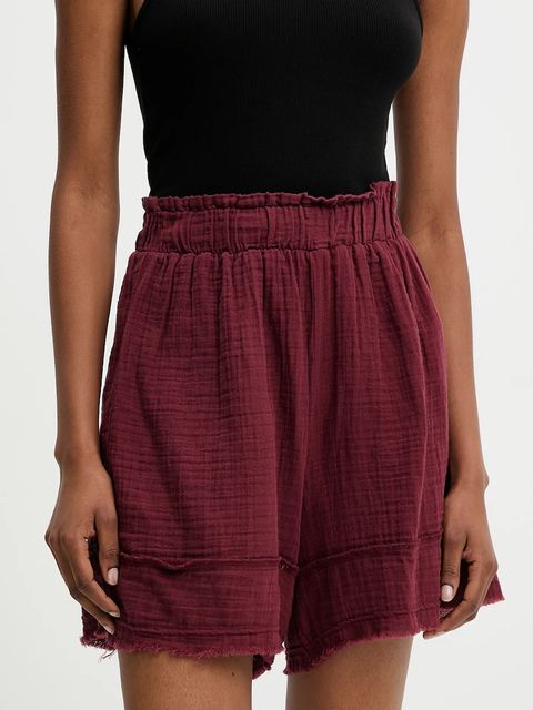 Answear.LAB szorty damskie kolor bordowy gładkie high waist