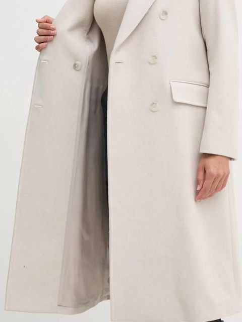 Sisley płaszcz wełniany kolor beżowy przejściowy 2A8GLN04Q