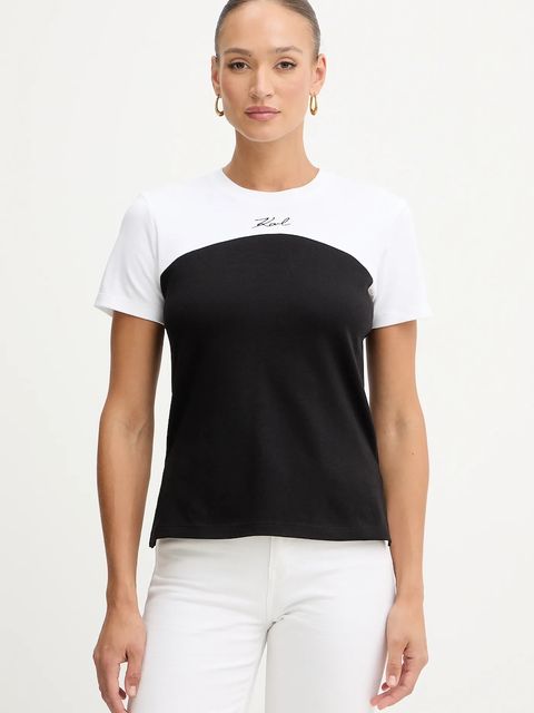 Karl Lagerfeld t-shirt bawełniany damski kolor czarny B1W17008 - zdjęcie produktu nr 1