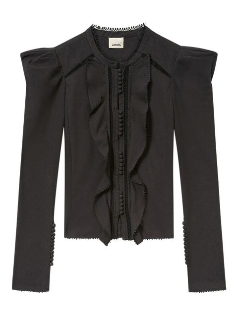 ISABEL MARANT Calina ruffled buttoned shirt - Black - zdjęcie produktu nr 1