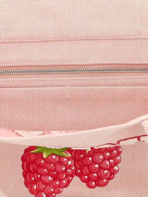 GANNI embroidered-raspberry tote bag - Pink