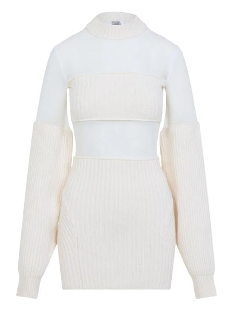 Jean Paul Gaultier wool short with mesh details dress - Neutrals - zdjęcie produktu nr 2