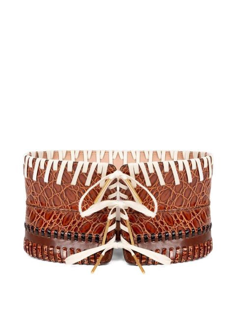 DRIES VAN NOTEN whipstitch-embellished corset belt - Brown - zdjęcie produktu nr 1