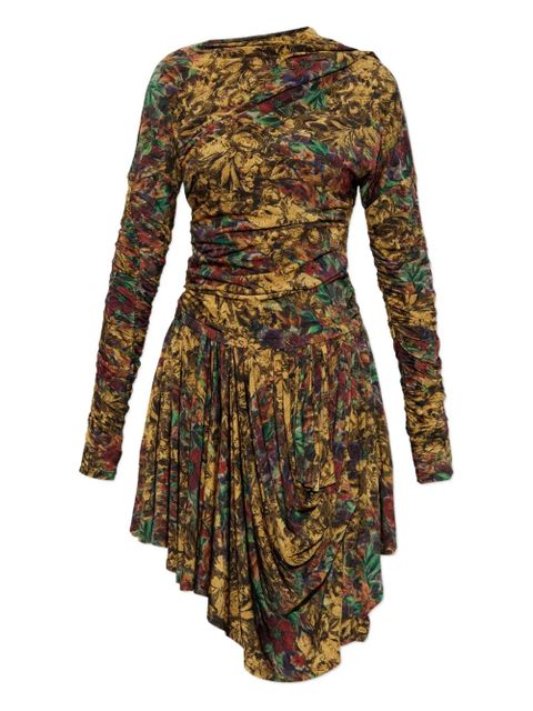 GANNI ruched floral midi dress - Yellow - zdjęcie produktu nr 1