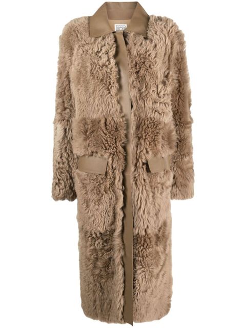 TOTEME shearling single-breasted maxi coat - Neutrals - zdjęcie produktu nr 1