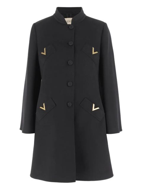 Valentino Garavani V-shaped gold-tone button coat - Black - zdjęcie produktu nr 1
