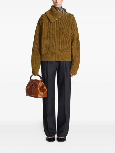 DRIES VAN NOTEN zipped high-neck wool sweater - Brown - zdjęcie produktu nr 2