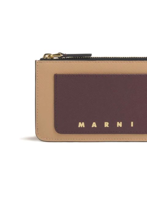 Marni saffiano zip cardholder - Neutrals