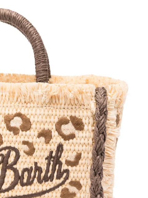 MC2 Saint Barth mini Vanity leopard-print frayed tote bag - Neutrals