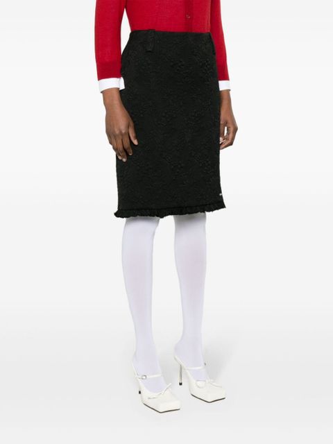 Miu Miu floral-matelassé pencil skirt - Black