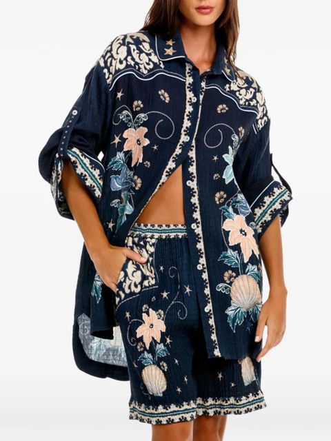 Agua By Agua Bendita Chrissy embroidery shirt - Blue