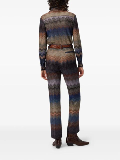 Missoni zigzag-pattern glitter-effect trousers - Grey