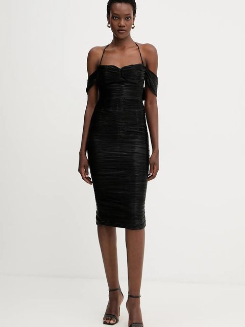 Retrofete sukienka Maelis kolor czarny midi dopasowana R-FW25-12076-17