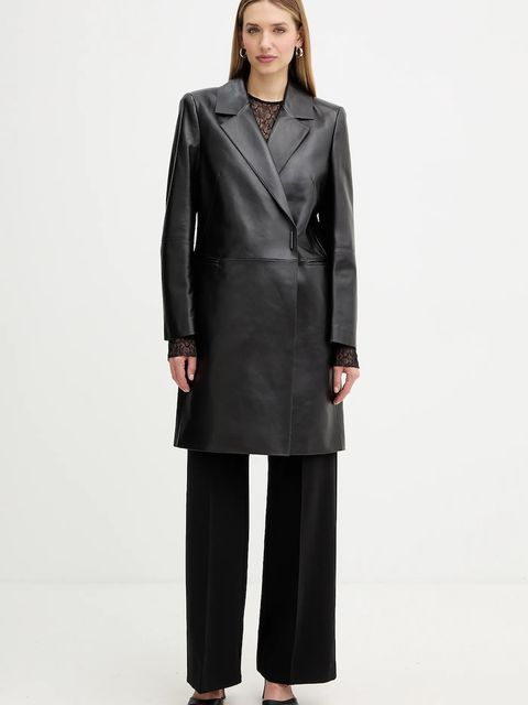 BOSS płaszcz skórzany kolor czarny 50556276 - zdjęcie produktu nr 1