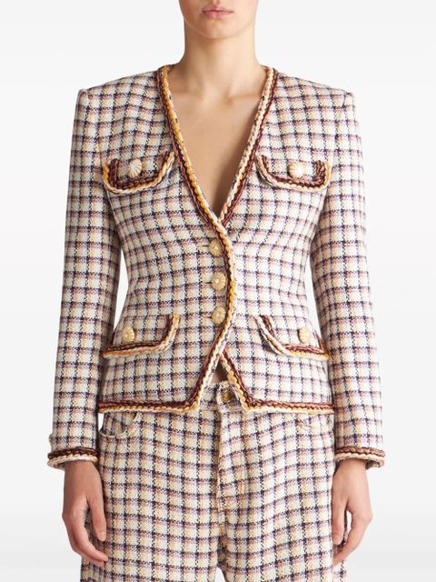 ETRO check-jacquard cotton-blend jacket - White