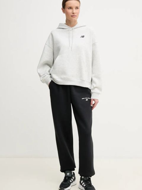 New Balance bluza damska kolor szary z kapturem melanżowa WT51518AHH