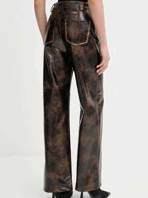 Patrizia Pepe spodnie damskie kolor brązowy szerokie high waist 8P0758 E064