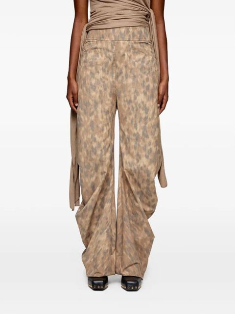 GANNI leopard-print flared trousers - Neutrals