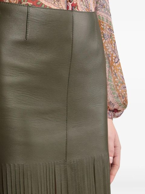 ETRO leather fringed mini skirt - Green