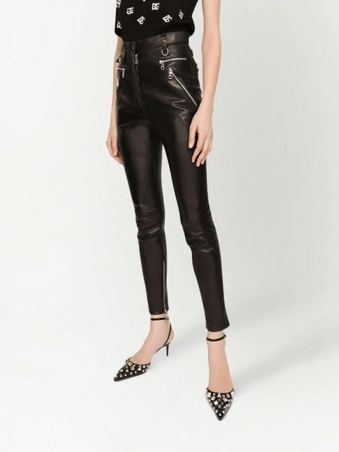 Dolce & Gabbana zip-detail faux-leather trousers - Black