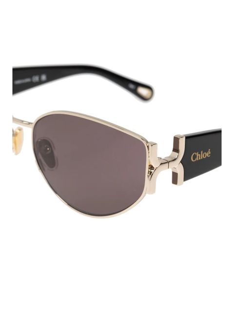 Chloé Eyewear logo-engraved oval-lens sunglasses - Black