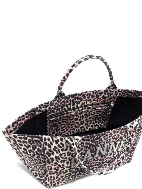 GANNI leopard-print tote bag - Black