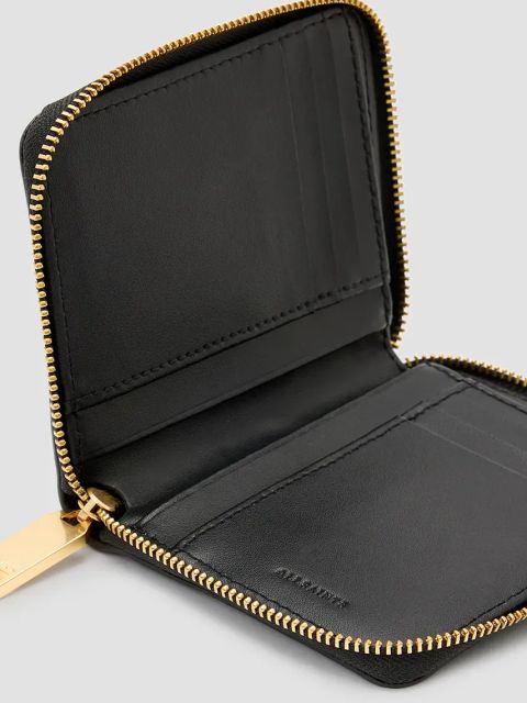 AllSaints portfel skórzany LENA HEX damski kolor czarny W130XC