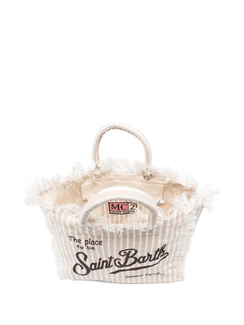 MC2 Saint Barth Colette stripes fringed tote bag - Neutrals