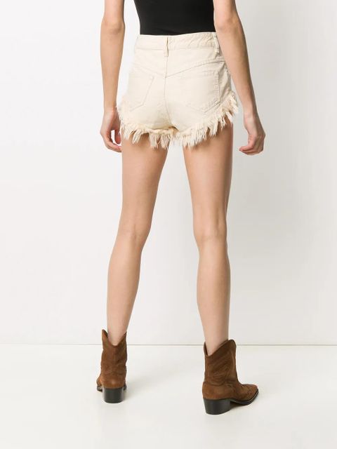 ISABEL MARANT Eneida fringed denim shorts - Neutrals - zdjęcie produktu nr 2