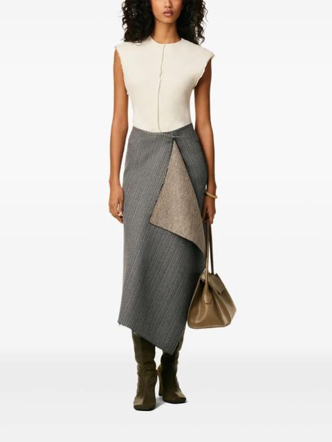 AMI Paris wool herringbone wrap midi skirt - Grey