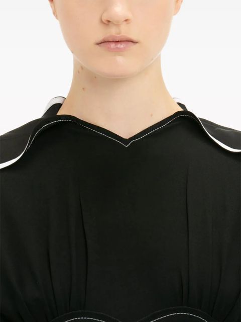 Victoria Beckham draped-sleeve flared midi dress - Black