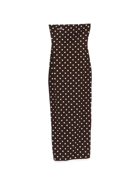 Rowen Rose polka dot strapless midi dress - Brown - zdjęcie produktu nr 1