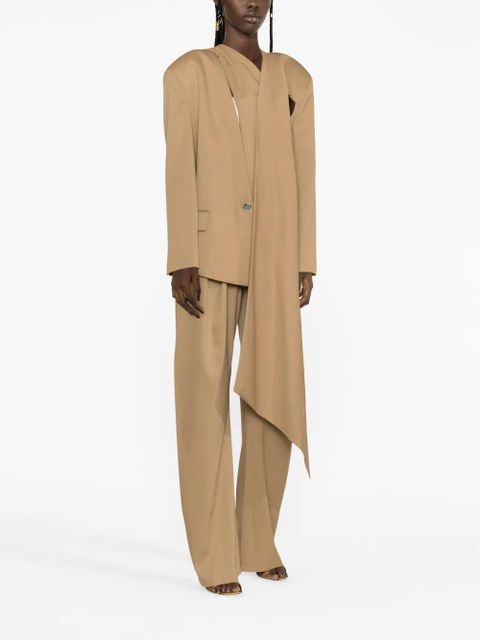 The Attico scarf-embellished single-breasted blazer - Neutrals