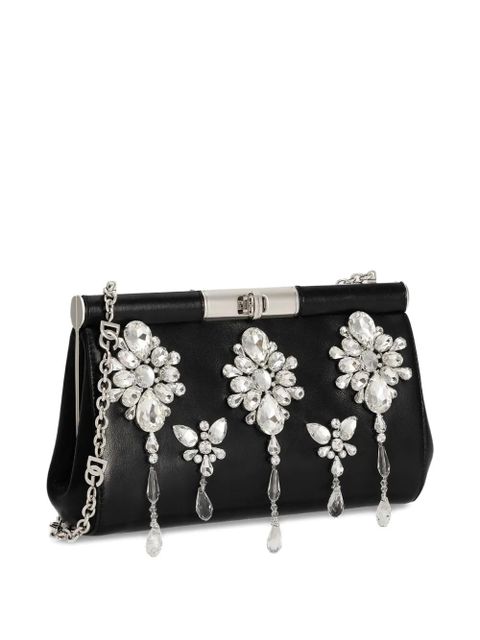 Dolce & Gabbana crystal-embellished clasp clutch - Black
