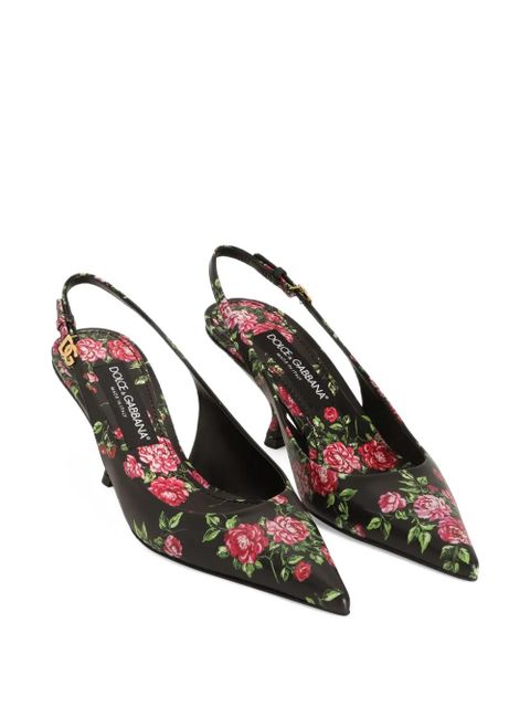 Dolce & Gabbana 60mm floral slingback slippers - Black - zdjęcie produktu nr 2