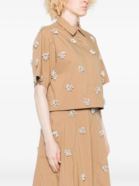Simkhai embellished short-sleeve shirt - Brown