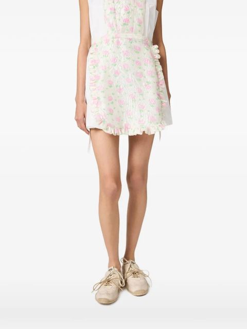 Miu Miu floral cloqué apron - Neutrals