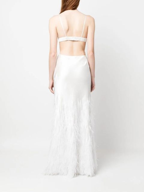 Cult Gaia Raisa feather-embellished gown - White