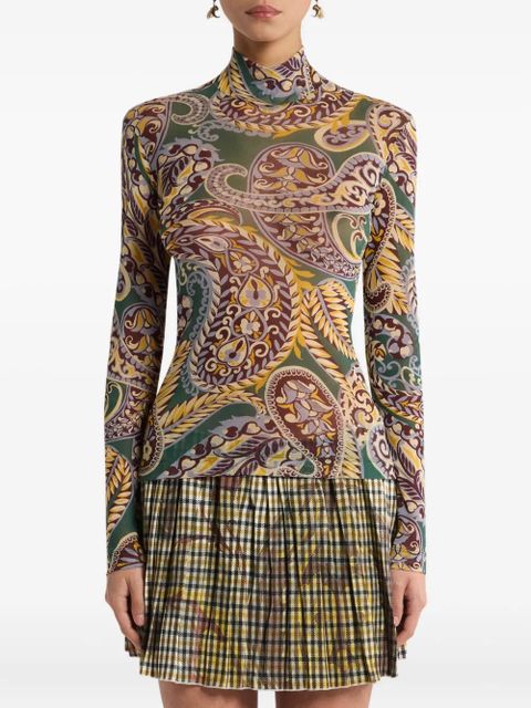 ETRO paisley turtleneck top - Green