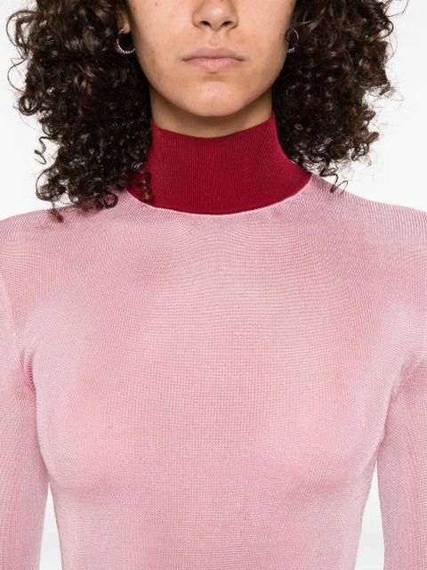 Self-Portrait high-neck ribbed top - Pink
