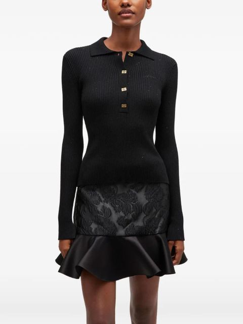 GANNI logo-detail polo top - Black