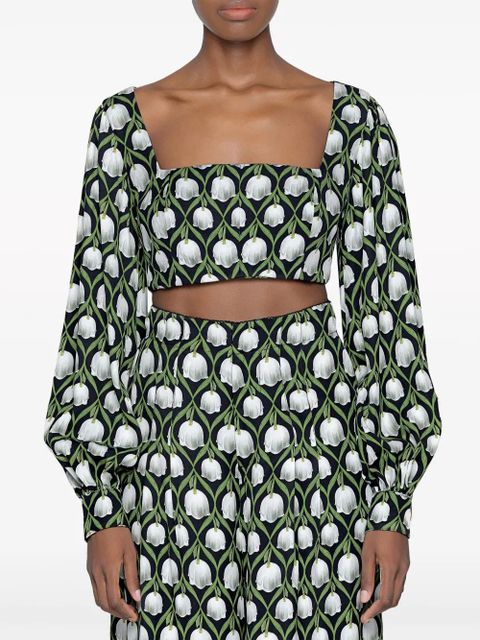 Agua By Agua Bendita Pera Perla cropped top - Black