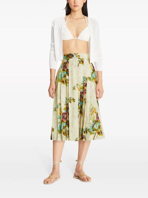 Tory Burch floral-patterned pleated skirt - Green - zdjęcie produktu nr 2
