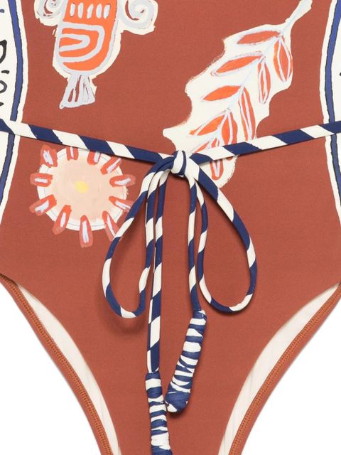 ALEMAIS Soleil D'Amour printed swimsuit - Brown